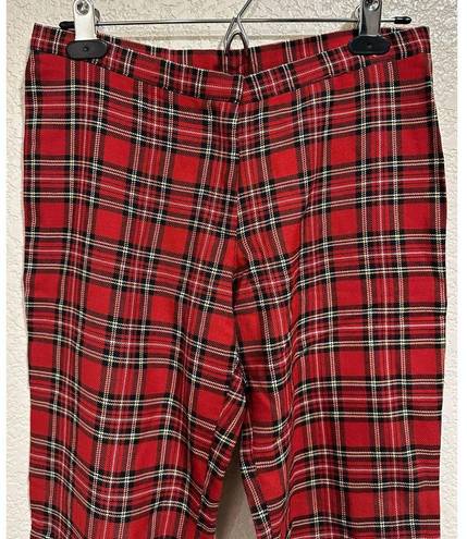 Bulldog Vintage 90s Plaid Red Flare Grunge Raw Hem Pants Size 6