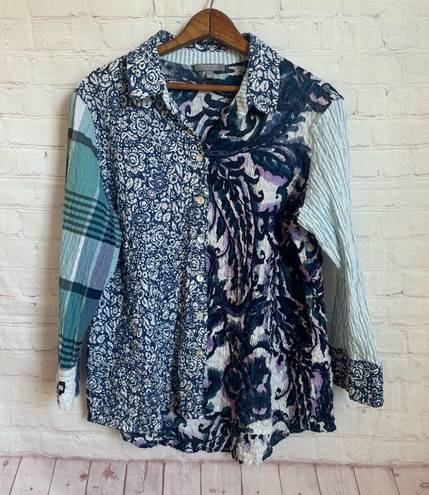 Habitat  nothing matches 48421 Stir It Up blue white purple top blouse Small