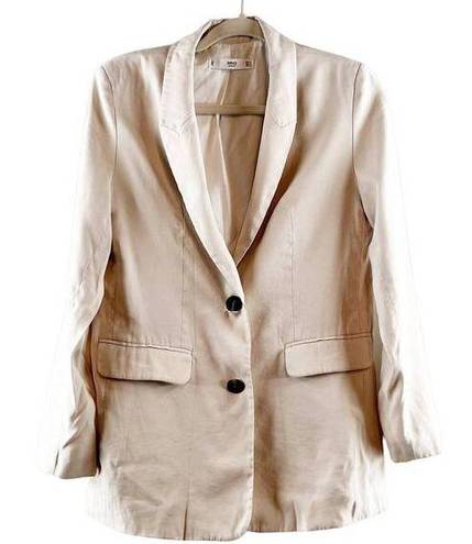 Mango MNG  Casual Long Sleeve Peak Lapel Single Breasted Blazer Jacket Tan Small