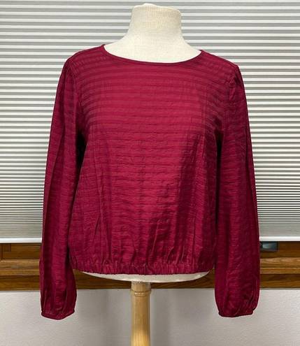 Loft  NWT Berry Striped V Wrap Back Long Sleeve Cropped Top Size Small