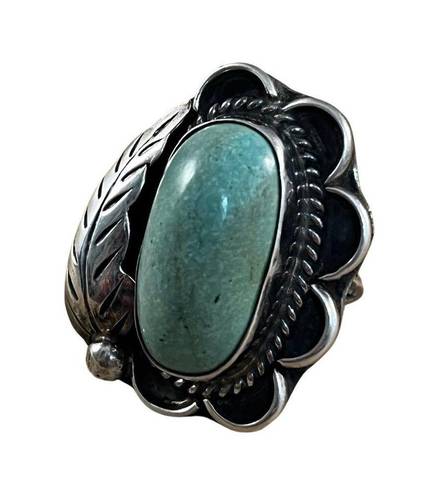 Vintage Green Turquoise Ring, Native American Indian Ring Sz 6.5