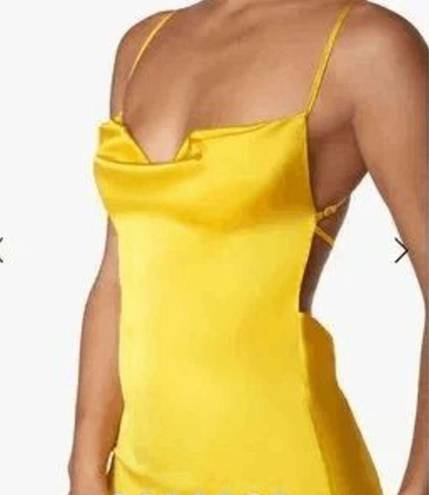 Danielle Bernstein NWT We Wore What  Slip Evening Dress LARGE Satin Lemon Chrome