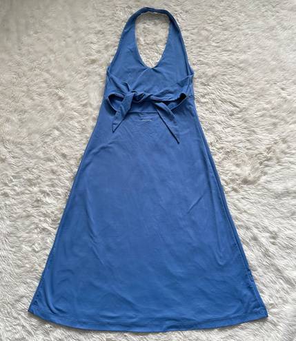Patagonia Dress Morning Glory Halter Open Tie Back Knee Length A-line Blue S