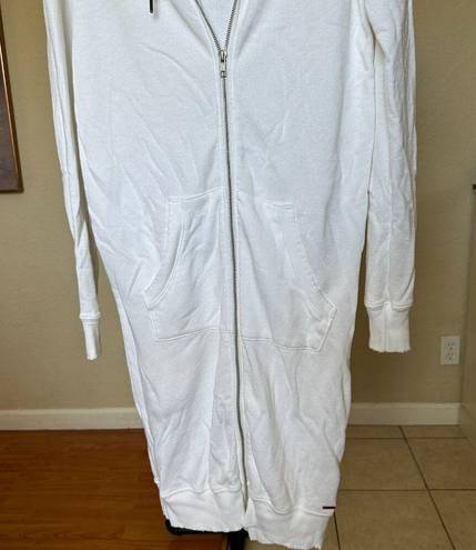 n:philanthropy N philantrophy white hooded long zip up oversized distressed hem size XS