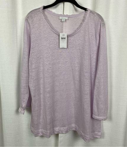 J.Jill  Love Linen Pale Orchid Linen Sweater Sz.L NWT