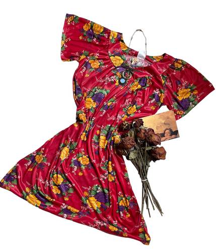 Just Love Vintage  floral red midi dress