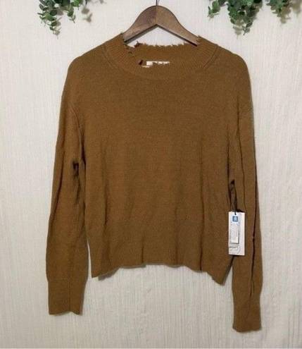 Treasure & Bond  Sweater Mock Neck Distressed trim Tan NWT Medium