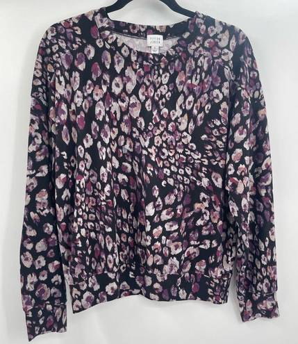 Peyton Jensen Evereve  long sleeve black floral sweatshirt top size small