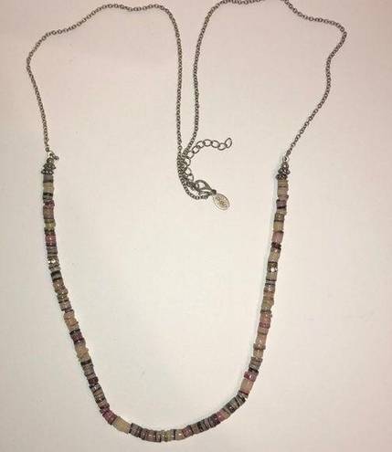 American Eagle AEO Beaded Silver Tone Chain Long Necklace  AE