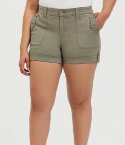 Torrid  Twill Military Utility Shorts Olive Green Cotton 12