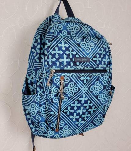 Vera Bradley  Lighten Up Grand Cuban Tiles Womens Backpack Blue Laptop Bag