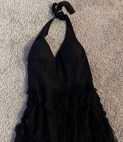 White House | Black Market  Elegant
Black Halter Neck Dress with Tiered Ruffles 10