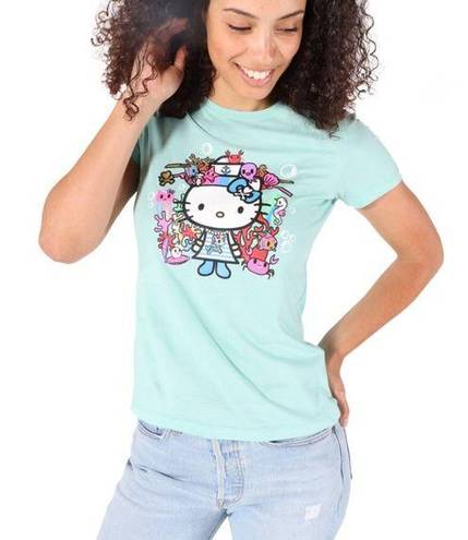 NWT -Con tokidoki x Hello Kitty Coral Kitty Tee Size Mint Green Small