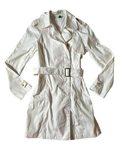 United Colors Of Benetton  Cream Trench Coat Cotton Size Medium EU 44 Midi