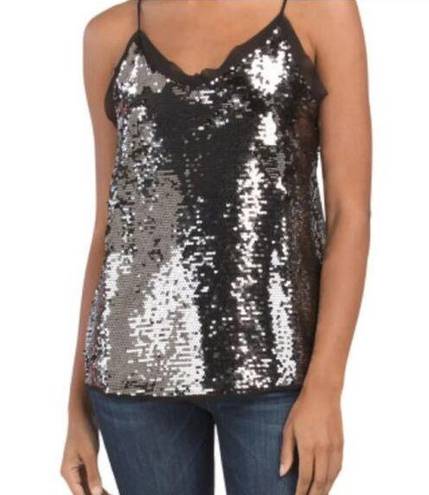 Glitz NWT WD.NY  Black Sequin V-Neck Cami Top Women's Size Medium