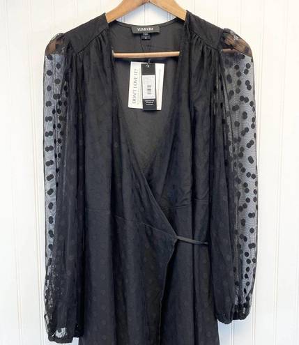 Yumi Kim NEW  Womens M Wicked Game Wrap Dress Black Swiss Dot Maxi Sheer Witchy