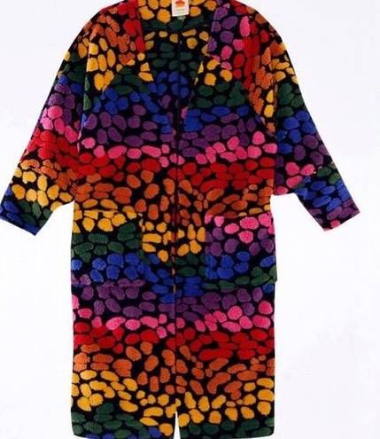 Farm Rio EUC  RARE Rainbow Leopard Fleece Duster oversized Size XS Retails $245