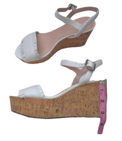 Kate Spade White Tomas Wedge Sandals Size: 8.5