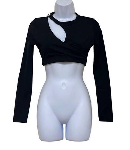 n:philanthropy n philanthropy Womens Small Crop Top Black Cut Out Long Sleeve Streetwear NWT