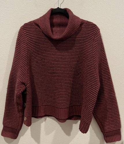 Madewell  Burgundy Side-Button Turtleneck Sweater