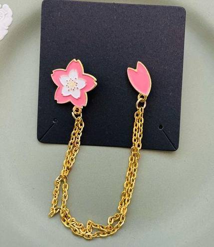 Petal Cherry Blossom and  Chain Collar Pins NWOT