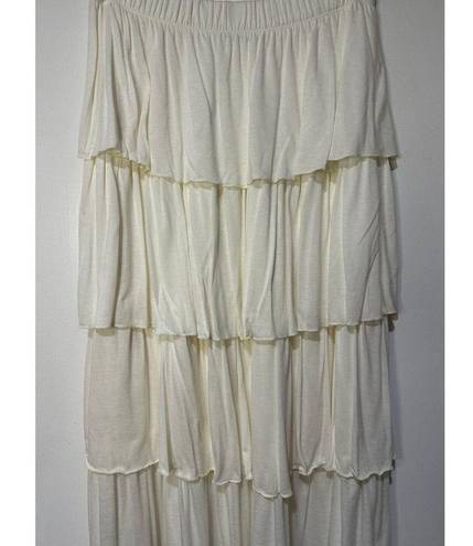 Wanderlux Ivory Layered Midi Skirt Size Large NWOT Western Flowy Indie Boho
