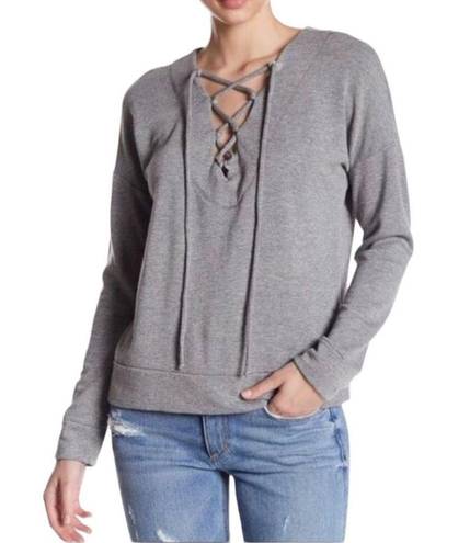 Stateside NEW REVOLVE  Lace-Up Dark Grey Sweatshirt Size M / Medium