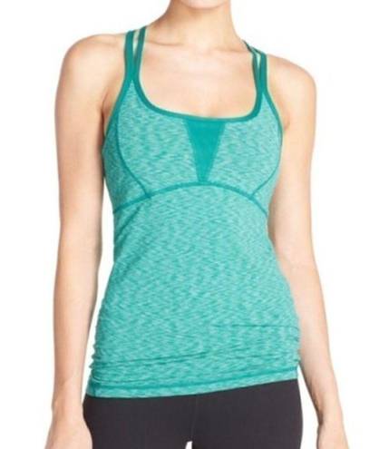 Zella  Showstopper Space Dye Tank Teal Green White Scoop Neck Racerback Active S