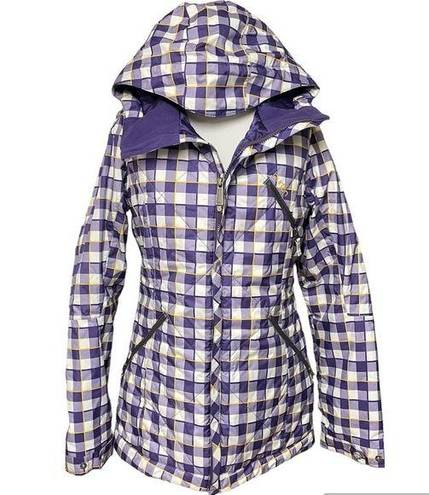 Burton  Snow Board Coat Size 3 Purple Check Dry Ride Hooded Ski Jacket Winter EUC