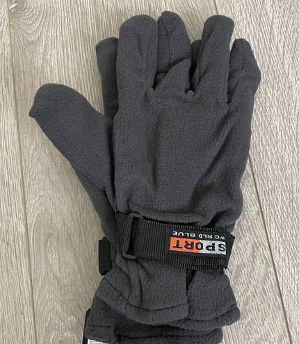 Trend Grey Ski Gear Fleece Sporty Winter Gloves