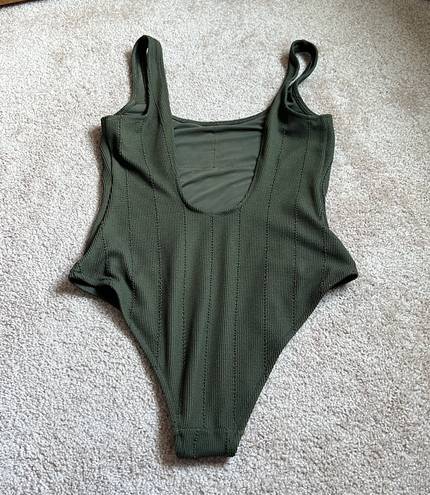 Aerie Dark Green Cheeky One Piece  Swimsuit   Size Large