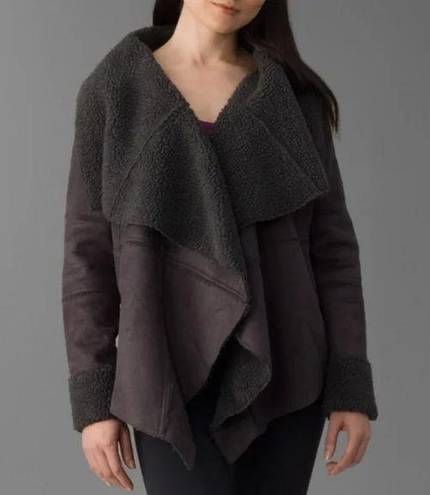 Romeo + Juliet Couture  Open Front Faux Suede Shearling Coat