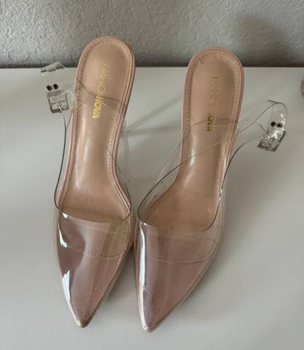 FashioNova Nude / Clear Heels