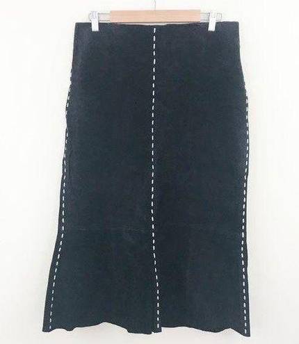 Karen Kane Vintage Y2K 90s Black Suede Leather coastal cowgirl western skirt 12