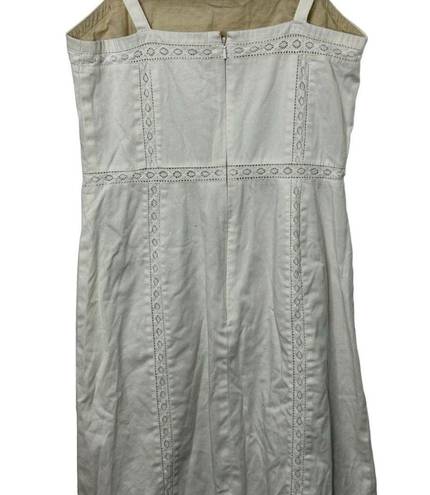 Loft  White Lace Trim Sheath Below the Knee Spring & Summer Cotton Dress Sz 2