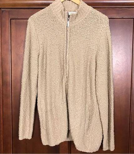 Coldwater Creek  Tan Brown Zip Up Pockets Cardigan Sweater Plus 3X