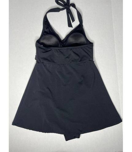 Garnet Hill  Stretch Sleeveless Signature Crossover Swim Dress Black Size 8