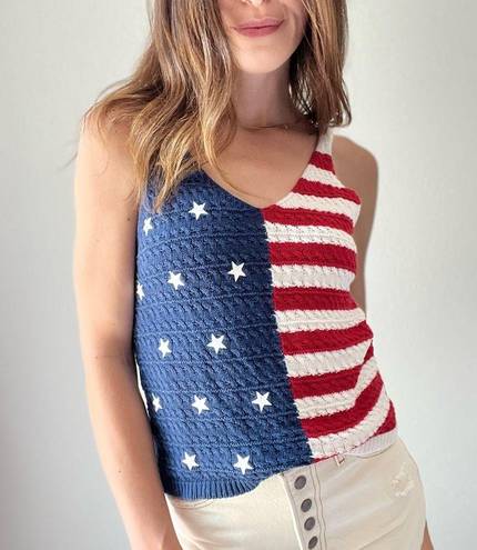 The Moon  & Madison American Flag Knit Tank Top