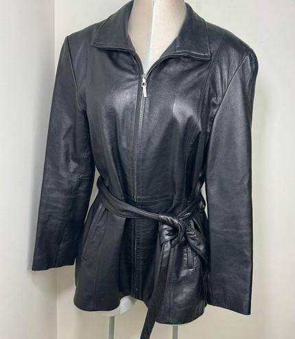 Krass&co Vintage Colebrook &  Genuine Leather Belted Jacket Size XL late 90s Y2K Black