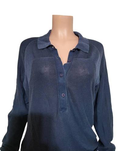 Polo Pulp women's long sleeve placket sapphire  casual henley pullover sweatshirt  M