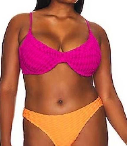 Good American  Jacquard Demi Cup Bikini Top in Hawaiian Pink—Size 5 (XXL)