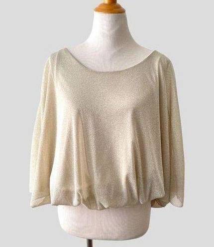 Arden B  Sparkly Blouse Slouchy Top batwing Gold Metallic Nude size S