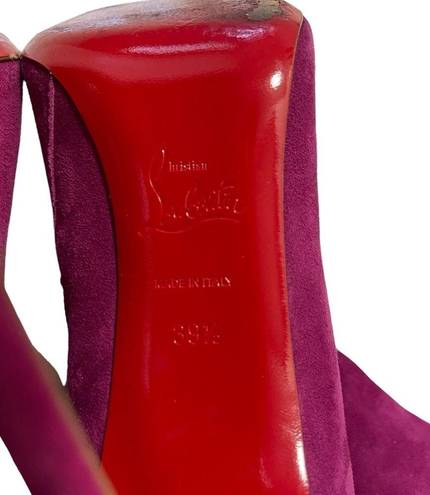 Christian Louboutin  Suede Magenta Pointed Toe Mid Calf Boots Size 39.5