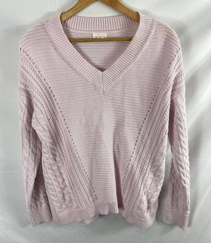 Caslon  cable knit v neck sweater periwinkle size medium