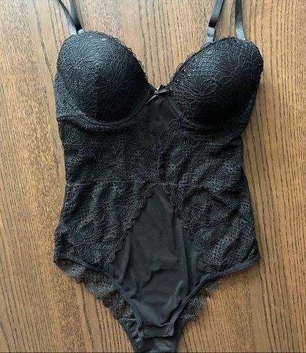 Marilyn Monroe NWOT luxury black lacy mesh padded lingerie bodysuit  (S)