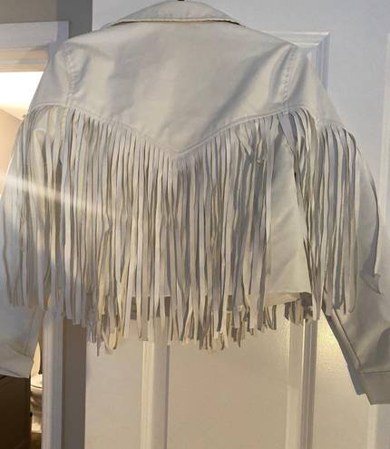 Boutique White Fringe Jacket