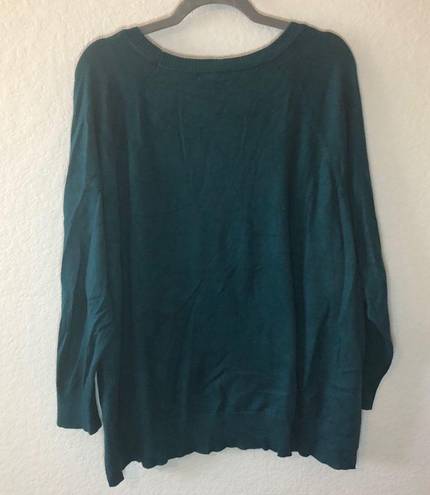 Dress Barn  Sweater Teal Scoop Neck Knit Sz 2X GUC Plus Size Casual Long Sleeve