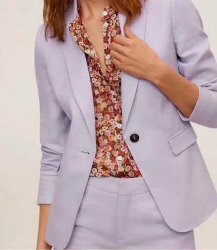 Mango ✨NEW✨  Blazer suit 100% linen Light Pastel Lilac Size 2