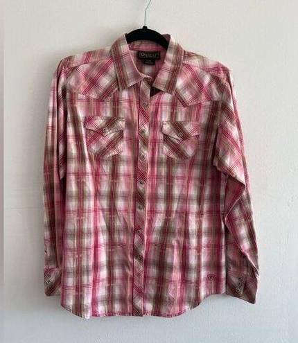 Ariat  L Pink Cowgirl Western Rodeo Flannel Button Down