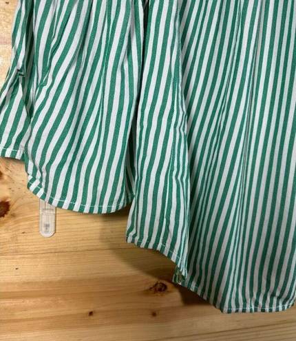 BeachLunchLounge  Women's Size XS Green Striped Bell Sleeve Off Shoulder Blouse